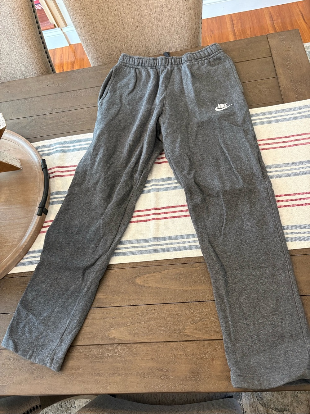 Nike Dark Gray Fleece Joggers with White Swoosh